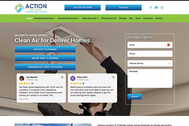 Action Air Duct cleaning services in Denver.